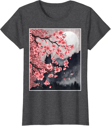 Vista 6 de Sakura - Camiseta japonesa de cerezo en flor japonesa, Negro, S