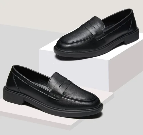 Vista 5 de Mocasines para mujer, zapatos elegantes de cuero, cómodos para el trabajo, plataforma gruesa