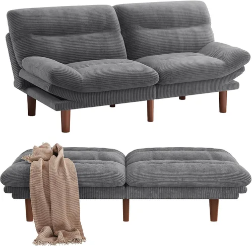 Vista 12 de Pipishell Sofá cama futón de 75 pulgadas con reposabrazos ajustables