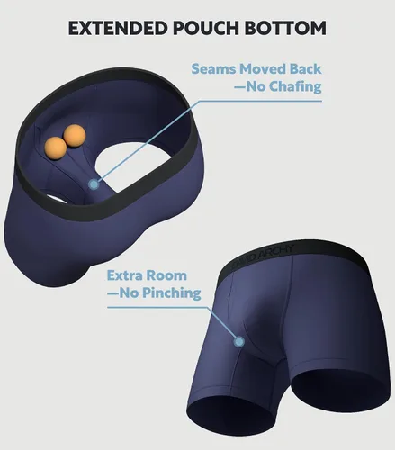 Vista 3 de DAVID ARCHY Calzoncillos tipo bóxer de rayón de bambú para hombre, cintura ancha de 1.5 pulgadas de ancho que no se suben con bolsa extendida