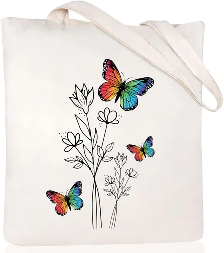 Vista 9 de Andeiltech - Bolsa de lona para mujer, con diseño de gato bonito y estética, bolsas reutilizables para compras y comestibles, con bolsillo