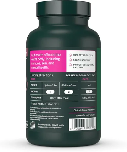 Vista 10 de VetriScience Laboratories - Mega Probiotic para perros y gatos, 120 cápsulas.