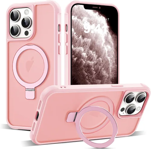 Vista 21 de SKYLMW - Funda compatible con iPhone 11 de 6.1 pulgadas, con soporte magnético invisible tipo anillo, funda translúcida de grado militar, compatible