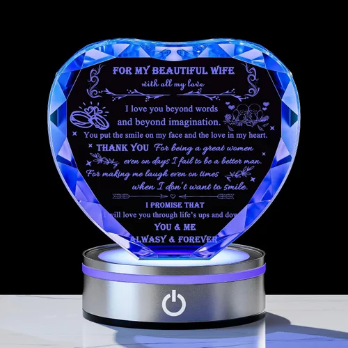 Vista 8 de Regalos Qianwei para novia de novio únicos - Regalos personalizados de corazón de cristal para mi novia que lo tiene todo - Ideas de regalo