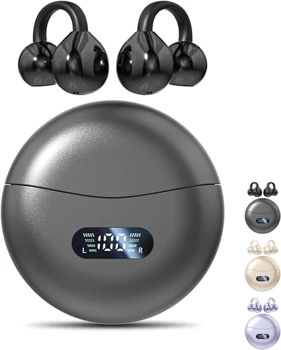 Vista 10 de Auriculares Jacuate con clip, auriculares de oído abierto inalámbricos Bluetooth 5.4, auriculares de oído abierto ligeros con micrófono, batería