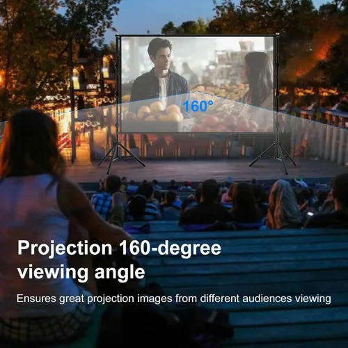 Vista 2 de Pantalla de proyector para exteriores con soporte, pantalla de proyector portátil de 120 pulgadas, soporte resistente, altura ajustable, pantalla