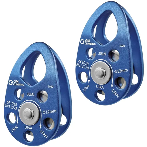 Vista 12 de GM CLIMBING Kit de polea de tendido de enganche para sistema de escalada de cuerda doblada, unidad básica de transporte general, buje de polea