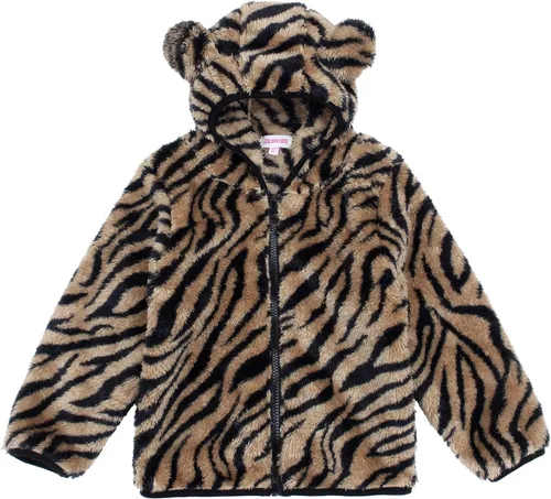 Vista 14 de Chaqueta con capucha de forro polar con cremallera para niñas y niños pequeños, abrigo de osito cálido de invierno Negro