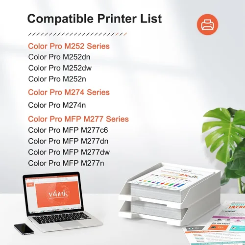 Vista 2 de v4ink Cartucho de tóner remanufacturado 201X para HP 201X CF400X CF401X CF402X CF403X 201A CF400AQ1 Tóner de alto rendimiento para uso en impresora