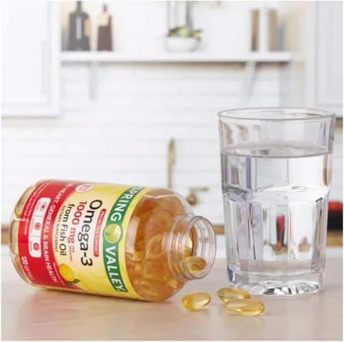 Vista 2 de Spring Valley Omega-3 de aceite de pescado, 1000 mg, 120 unidades + adhesivo STS.