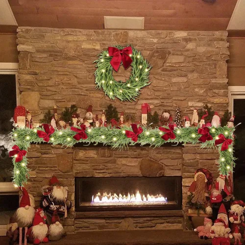 Vista 7 de HipTree - Guirnalda de Navidad de Norfolk preiluminada de 6 pies con luces