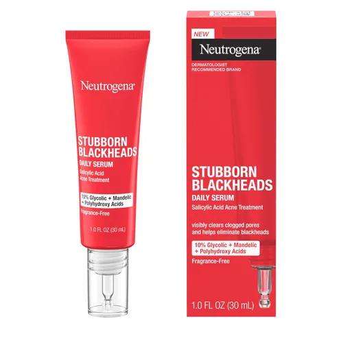 Vista 2 de Neutrogena Stubborn Blackheads - Suero facial diario para acné con ácidos salicílico, glicólico, polihidroxi y mandélico, suero facial sin aceite