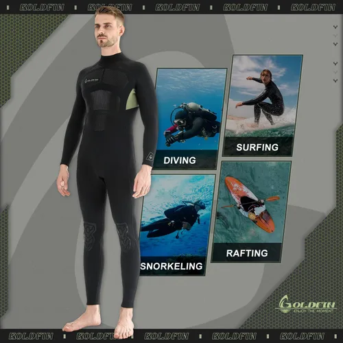 Vista 6 de GoldFin Traje de neopreno para hombre, 0.118 pulgadas (0.118 in) con cremallera trasera para mantener el calor en agua fría