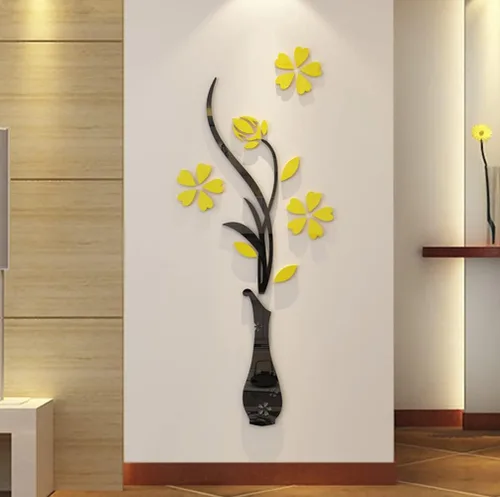 Vista 10 de Murales de pared con jarrón 3D para sala de estar, dormitorio, sofá, telón de fondo de televisión, calcomanías originales, regalo, calcomanía de Rojo