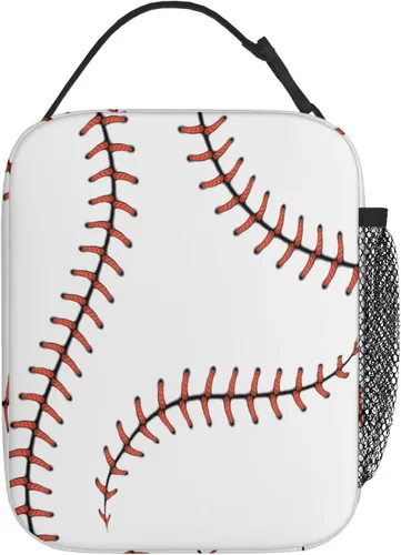 Vista 3 de Bolsa de almuerzo de béisbol para mujeres y hombres, lonchera reutilizable con aislamiento para el trabajo, oficina, escuela, picnic, bolsa portátil