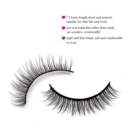 Vista 3 de Pestañas cortas de aspecto natural 6D, pestañas de visón finas, 10 pares, 100% hechas a mano, pestañas postizas reutilizables