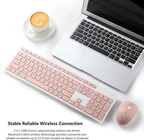 Vista 2 de Combo de teclado y ratón inalámbricos, combo de teclado y ratón inalámbrico silencioso de 2.4G para Windows Chrome Laptop Computadora PC