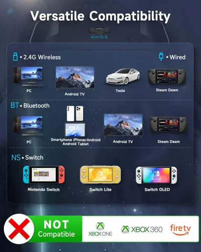 Vista 16 de EasySMX X10 Wireless PC Controller with Dual Hall Effect, Bluetooth Controller for PC/Switch/Steam/Android TV, Mobile - Include a White Swappable