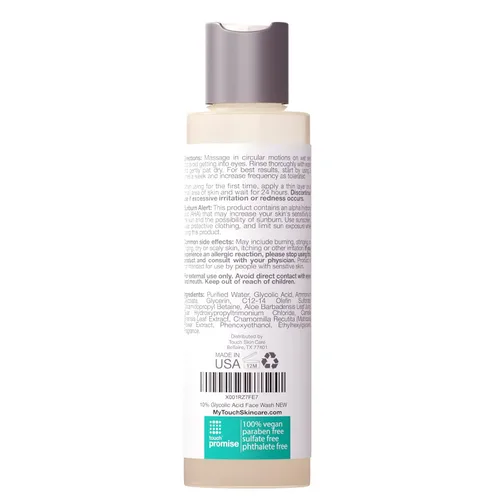 Vista 6 de Limpiador facial 10% ácido glicólico, exfoliante, no seca y espumante, antienvejecimiento, tono de piel y textura, arrugas, poros, puntos negros