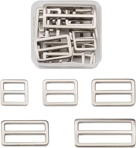 Vista 7 de Mega Pet Hebillas rectangulares Tri-Glide de aleación, 5 tamaños, hebilla ajustable de platino, cierres de cincha Tri Glide