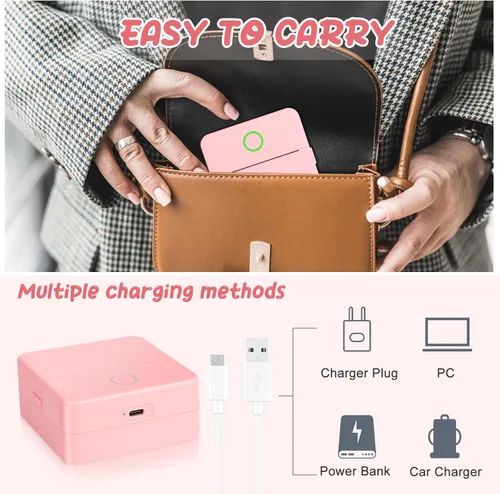 Vista 3 de Impresora de calcomanías, impresora térmica portátil, mini impresora con 10 rollos de papel de impresión, máquina de impresora de calcomanías