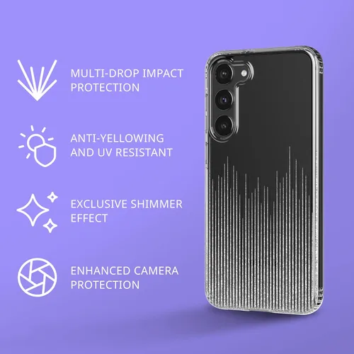 Vista 2 de tech21 Evo Sparkle - Funda para Samsung Galaxy S23 Plus, resistente a la lluvia y a los arañazos con protección contra caídas de 12 pies