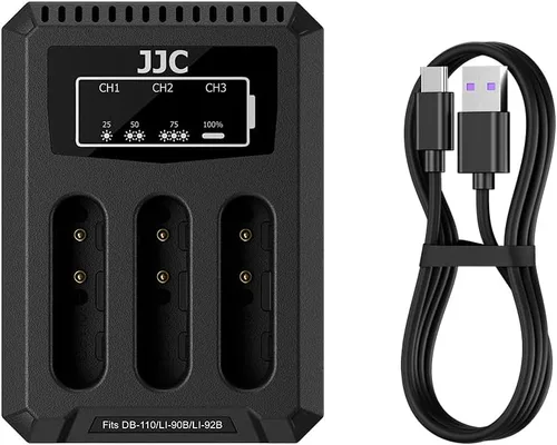 Vista 20 de JJC BLX-1 Cargador de batería USB de doble ranura para cámaras Olympus OM-1 Mark II OM1 OM-3 OM3, cable de carga USB a USBC, con protección contra