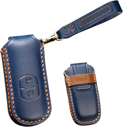Vista 6 de Funda de cuero para llave de coche para Mazda CX-3 CX-4 CX-5 CX-7 Llavero Smart Remote Key Case Protector 2/3 Botones, 2 Botón-negro
