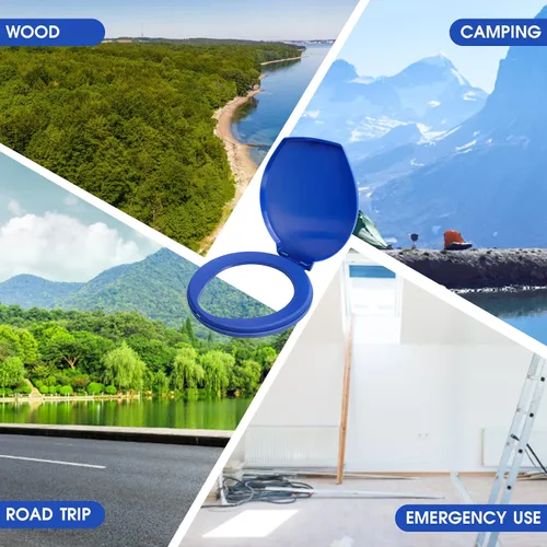 Vista 5 de Asiento de inodoro portátil para cubo de 5 galones de emergencia al aire libre, camping, a presión, funda de inodoro para adultos y niños