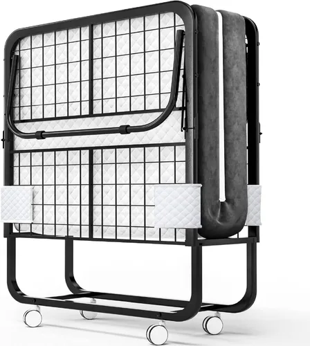 Vista 7 de EconoHome Cama Plegable con Colchón - Marco Tamaño Twin de 75x38 Pulgadas - Cama de Invitados Portátil Plegable Rollaway con Colchón de Espuma