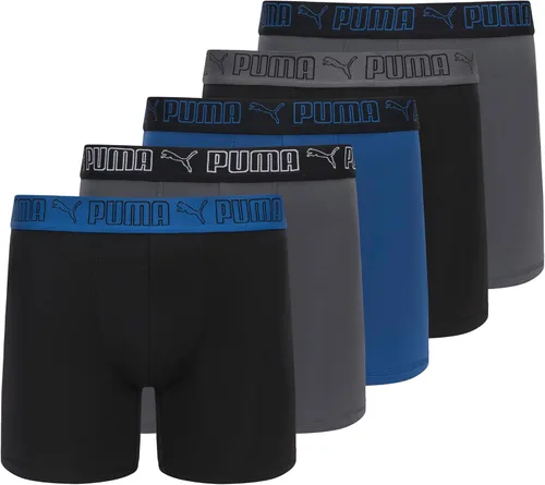 Vista 15 de PUMA Paquete de 5 calzoncillos tipo bóxer Performance para hombre Azul marino/rojo/negro