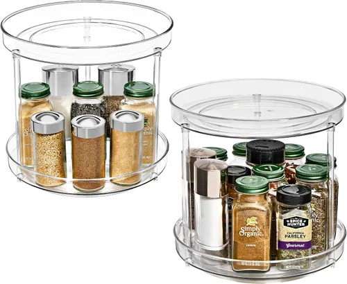 Vista 15 de Sorbus Organizador Lazy Susan de 2 niveles transparente de 9 pulgadas, organizador giratorio para organización de especias para gabinete, tocadiscos