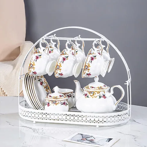 Vista 9 de Soporte para taza de café, soporte para tazas de café, organizador de platos, soporte de almacenamiento de hierro para mostrador, gabinete, mesa