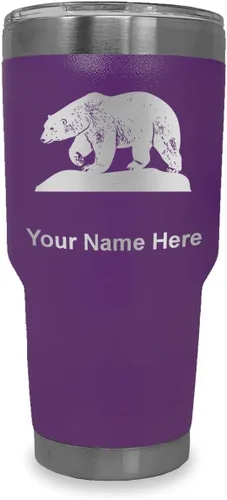 Vista 26 de LaserGram Vaso aislado al vacío de 20 onzas, oso polar, grabado personalizado incluido (negro)