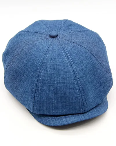 Vista 5 de Newsboy cap baker boy hat for men's cotton summer sun slouchy spring trendy blue (M=7 1/8=22 1/4=57)