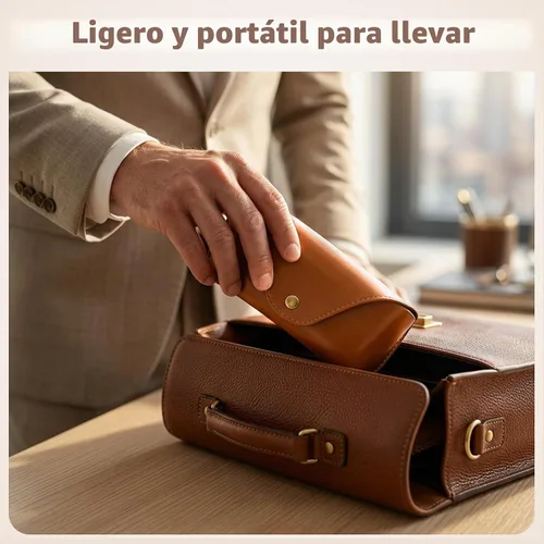 Vista 5 de Funda para gafas de sol compatible con Ray-Ban, cuero marrón