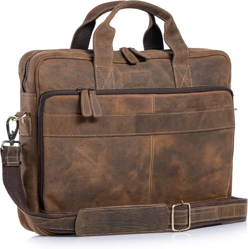 Vista 6 de KomalC Maletines de cuero de 16 pulgadas para computadora portátil, bolsas de mensajero para hombres y mujeres, mejor bolso de oficina