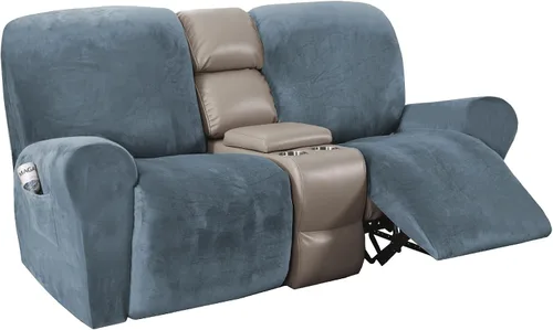 Vista 7 de H.VERSAILTEX Fundas elásticas de terciopelo para sillón reclinable, 6 piezas, fundas para loveseat reclinable de 2 cojines, fundas para sofá