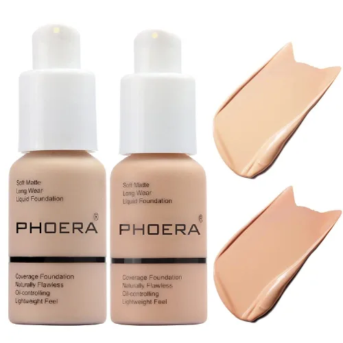 Vista 7 de PHOERA - Base de maquillaje líquida mate suave con control de aceite, cobertura total para el rostro. (101# Porcelana)