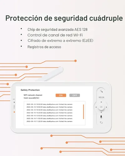 Vista 4 de ARENTI Monitor de vídeo para bebé con cámara y audio, monitor de cámara inteligente para bebé de 5 pulgadas con aplicación gratuita para teléfono