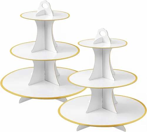 Vista 38 de Soleebee Soporte redondo de 3 niveles para cupcakes, torre de cartón para cupcakes, torre de soporte para pasteles de postre para decoración
