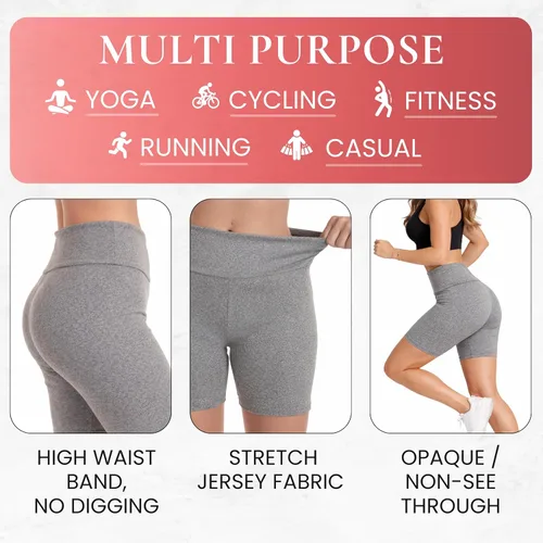 Vista 5 de Just Love Pantalones cortos de ciclismo para mujer de 7 pulgadas, ropa deportiva elástica para yoga, gimnasio, sala de estar y estilo deportivo