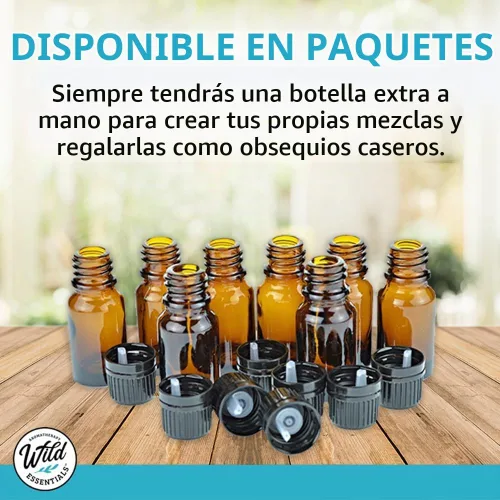 Vista 7 de Botella de vidrio color ámbar de 5 ml con gotero euro Tapa negra Juego de 12