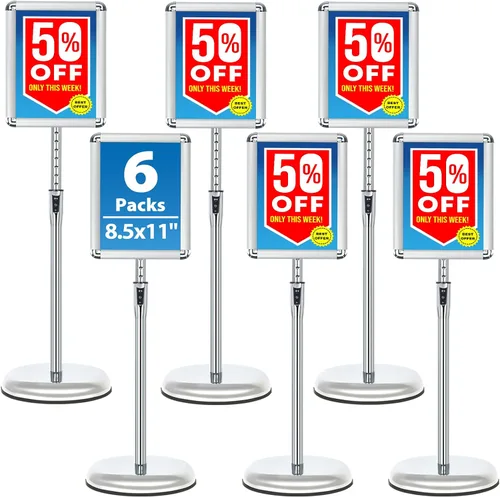 Vista 19 de Soporte ajustable para cartel de póster de pedestal de 8.5x11 pulgadas, soporte de pie de alta resistencia con marco de hebilla de aluminio