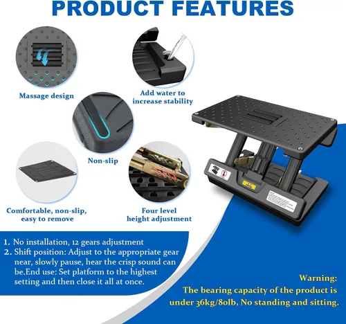 Vista 4 de Reposapiés plegable, reposapiés de computadora debajo del escritorio, 12 modos ergonómicos ajustables para oficina, capacidad de carga de 80 libras