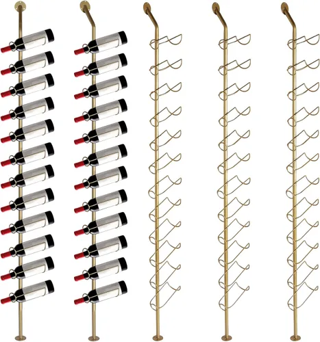 Vista 10 de Storage Wall Rack for 12 Wine Bottles Gold Iron 3/6 Pack