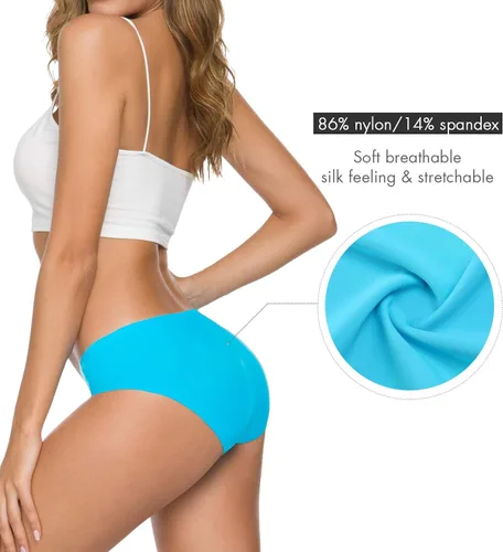 Vista 4 de Altheanray - Ropa interior sin costuras para mujer, ropa interior de bikini suave y elástica, paquete múltiple