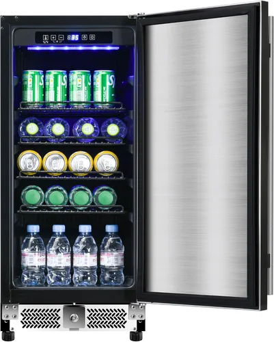 Vista 5 de Refrigerador de bebidas para exteriores de 15 pulgadas, refrigerador debajo de la encimera, enfriador de vino para exteriores de 120 latas