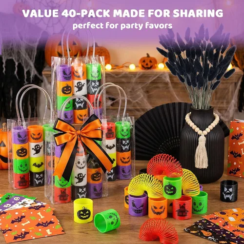 Vista 7 de JOHOUSE 40 resortes helicoidales mágicos de Halloween para niños, recuerdos