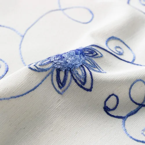 Vista 7 de VOGOL Cortinas de Nivel para Cocina para Ventana, Flores Azules y Enredaderas Bordadas Cortina de 24 Pulgadas de Largo, Cortinas Cortas Tratamiento